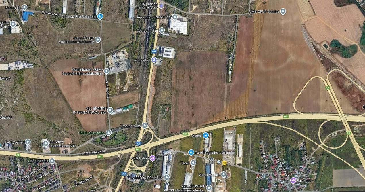 Vânzare teren 51.000 mp – Glina, cu acces direct la Centura București și A2