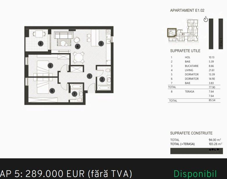 Apartament 3 camere, zona Barbu Vacarescu