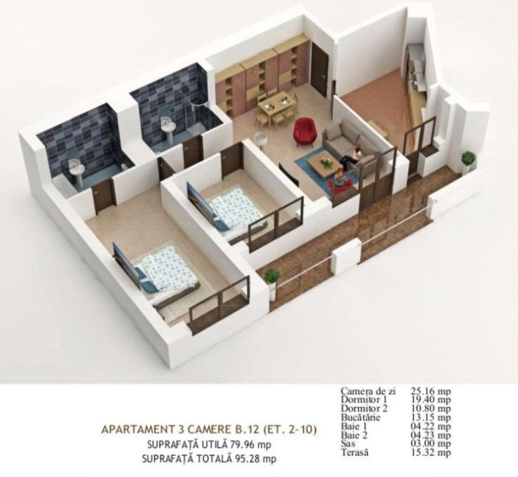 Apartament 3 camere nou, cu parcare inclusa – 2 min de metrou Mihai Bravu