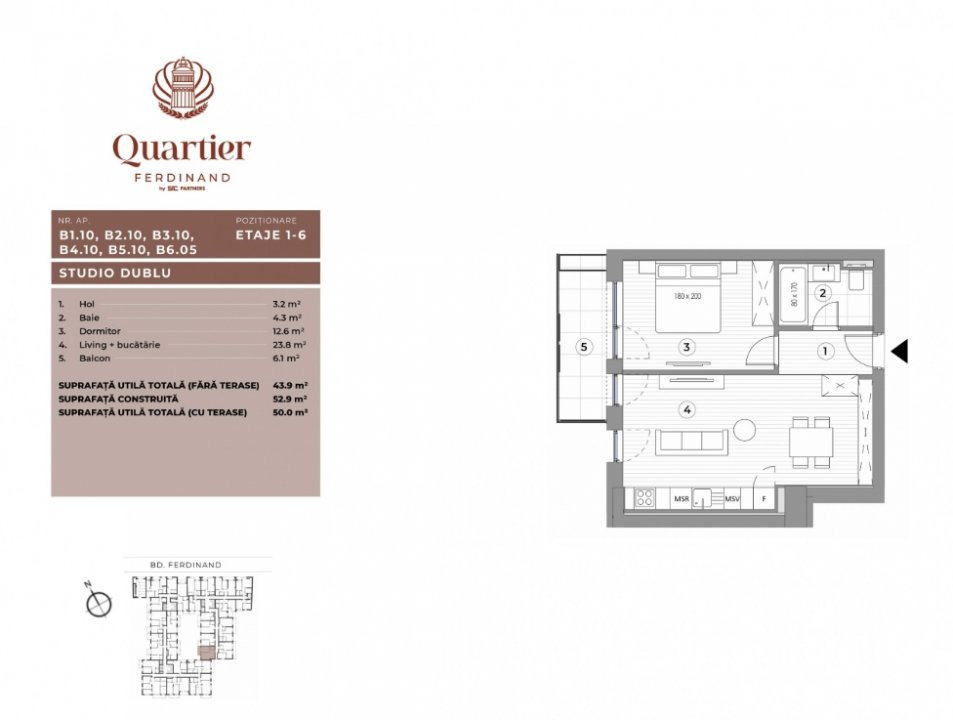 Studio dublu in ansamblu nou - Bld. Ferdinand