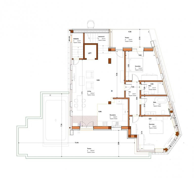 Penthouse deosebit, 3 camere in bloc boutique nou, cu boxa si 2 parcari - Unirii